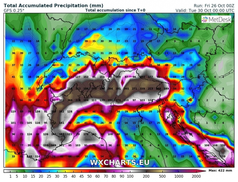 allerta meteo italia 30 ottobre precipitazioni totali