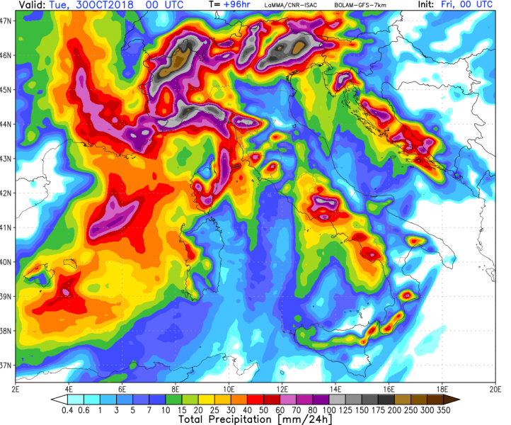 allerta meteo italia 30 ottobre precipitazioni totali