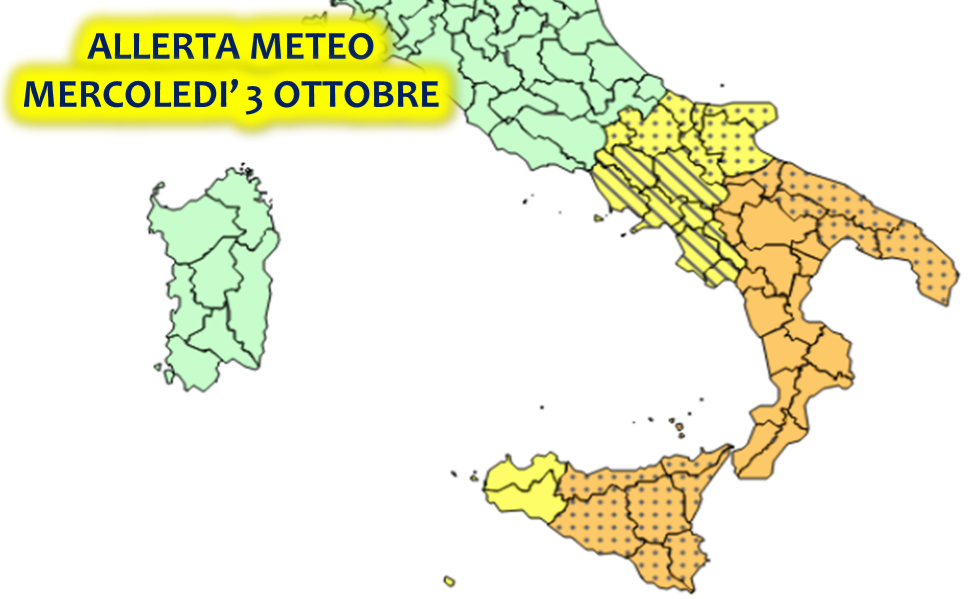 allerta meteo protezione civile mercoledì 3 ottobre