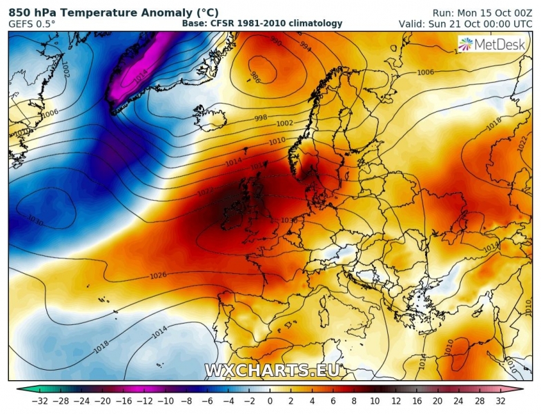 previsioni meteo europa 21 ottobre anomalia termica