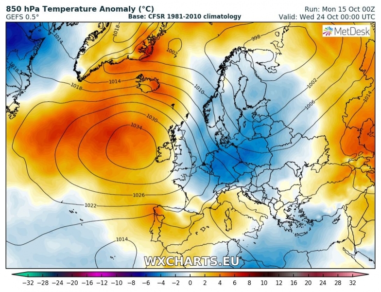 previsioni meteo europa 24 ottobre anomalia termica