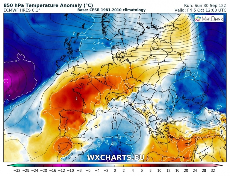 previsioni meteo europa 5 ottobre anomalia termica