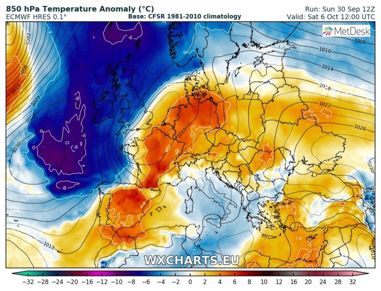 previsioni meteo europa 6 ottobre anomalia termica