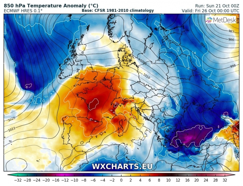 previsioni meteo europa freddo 26 ottobre anomalia termica 2