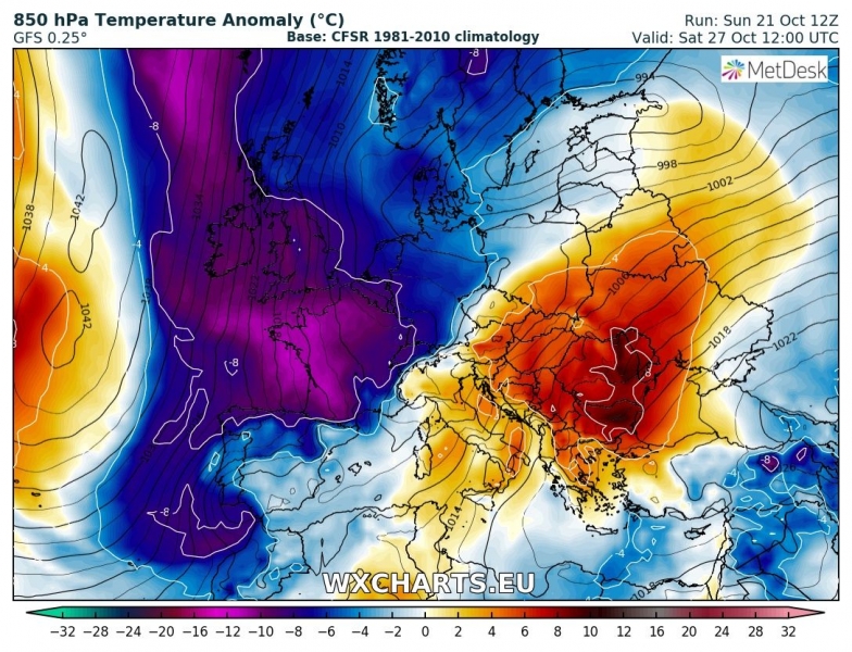 previsioni meteo europa freddo 27 ottobre anomalia termica