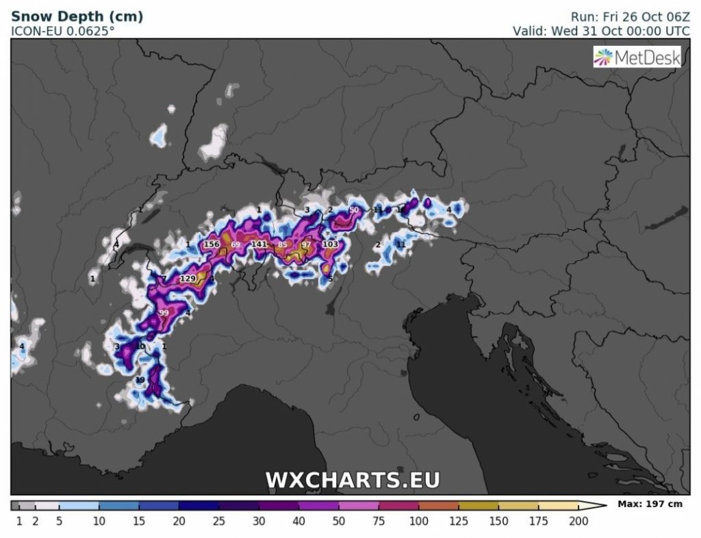 previsioni neve alpi 31 ottobre