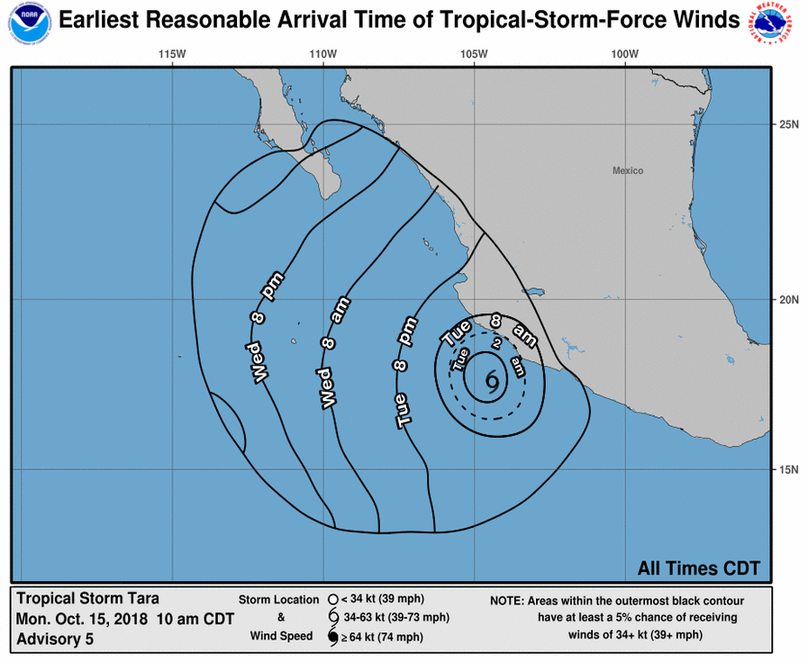 tempesta tropicale tara tempi arrivo