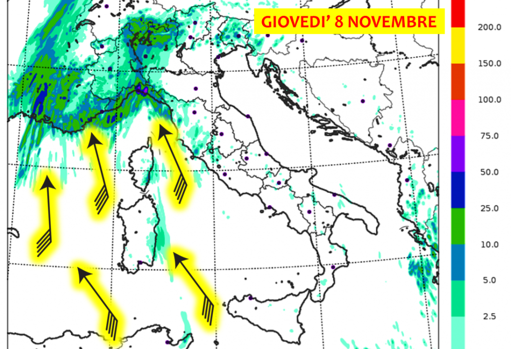 allerta meteo giovedì 8 novembre