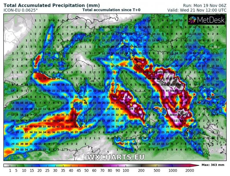 allerta meteo italia 21 novembre precipitazioni totali