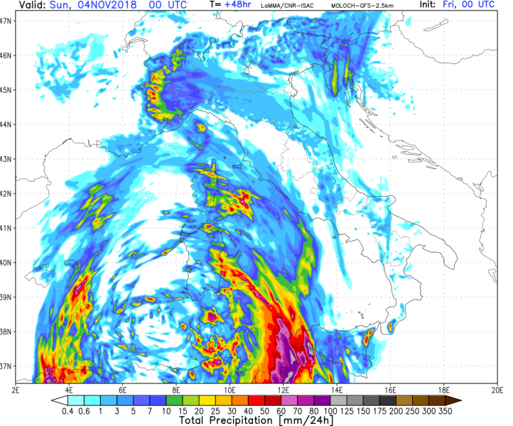 allerta meteo maltempo italia 4 novembre precipitazioni totali 3