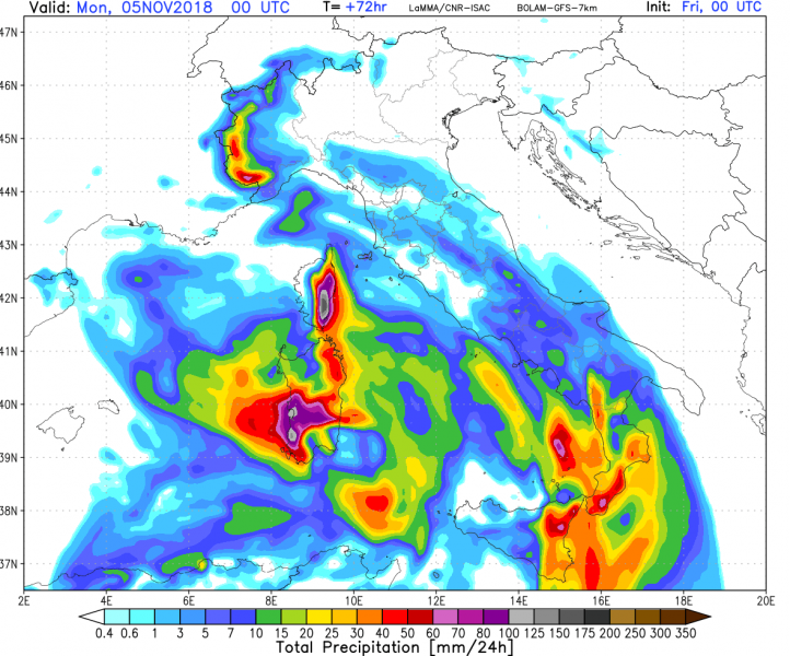 allerta meteo maltempo italia 5 novembre precipitazioni totali