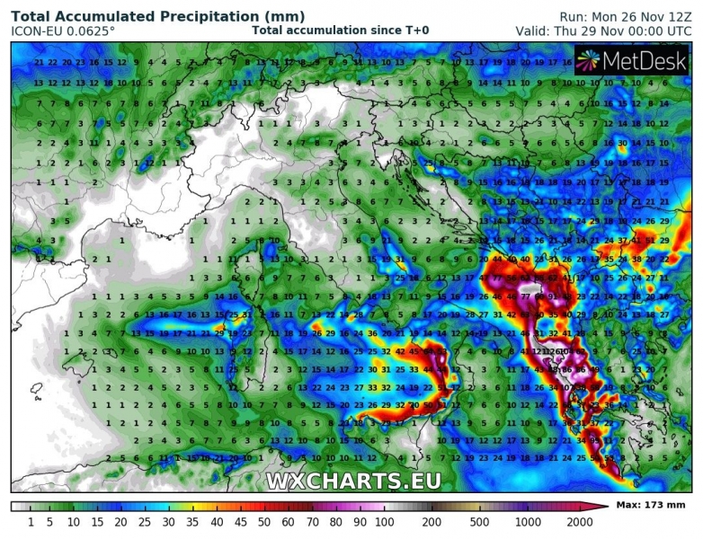 allerta meteo sud italia calabria 29 novembre precipitazioni totali