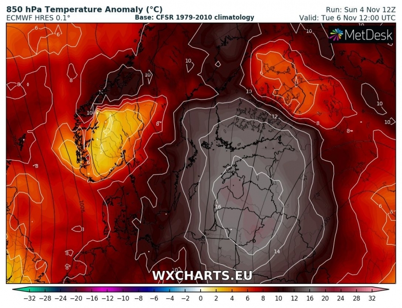 caldo est europa 6 novembre anomalia termica 2