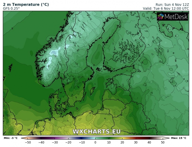 caldo noerd-est europa 6 novembre