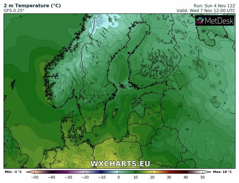 caldo noerd-est europa 7 novembre