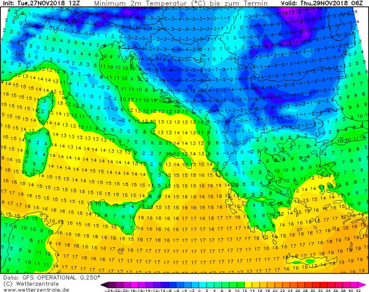 previsioni meteo freddo balcani 29 novembre temperature