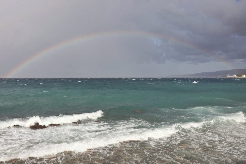 arcobaleno mareggiata maltempo Reggio Calabria