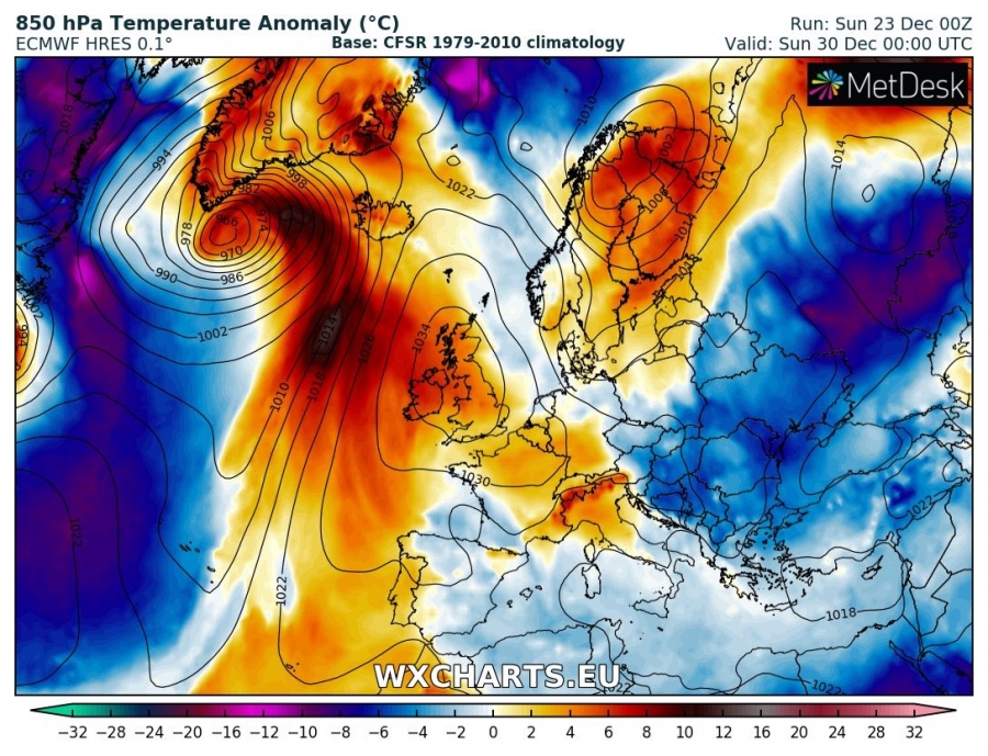 previsioni meteo europa 30 dicembre anomalia termica