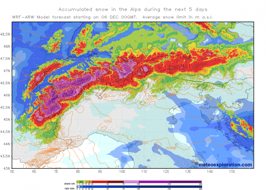 previsioni neve alpi 10 dicembre 2