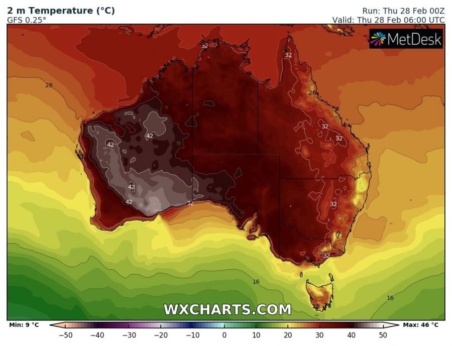 caldo australia 28 febbraio