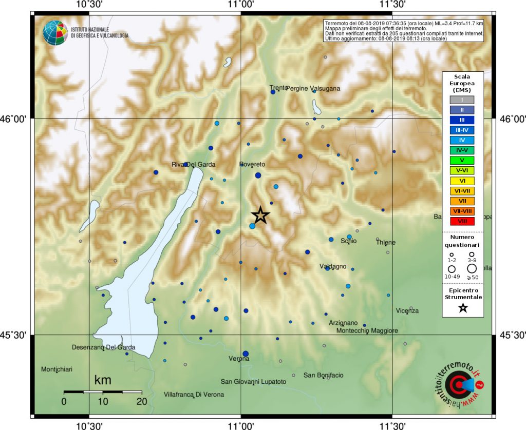 terremoto trento verona