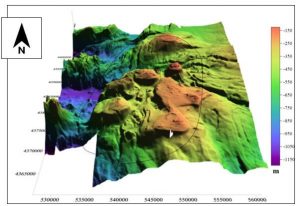 Figura 3 – Rappresentazione tridimensionale del modello digitale del terreno di Ovidio