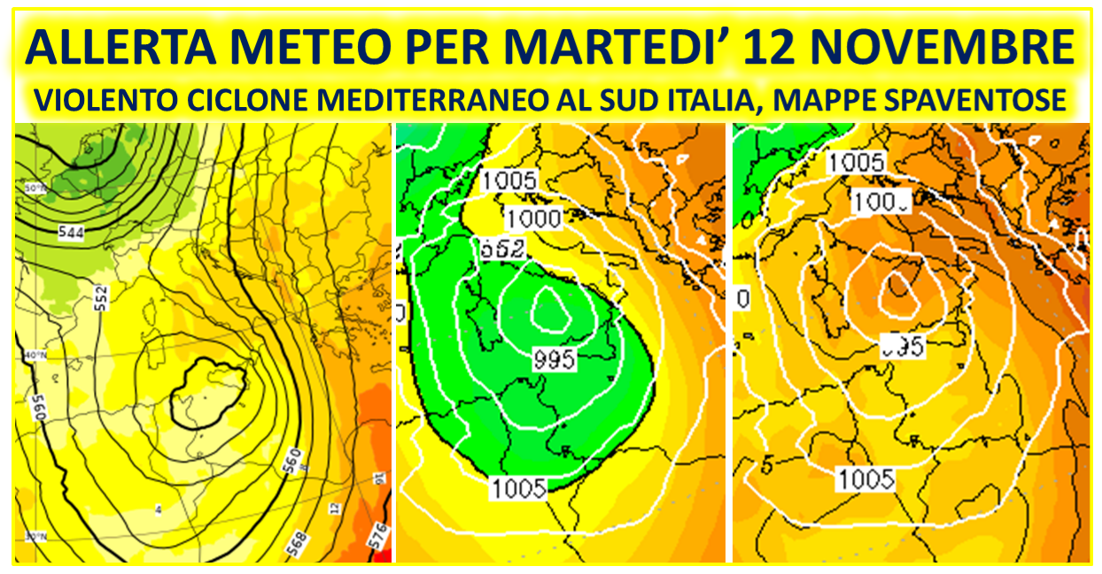 allerta meteo martedì 12 novembre ciclone mediterraneo