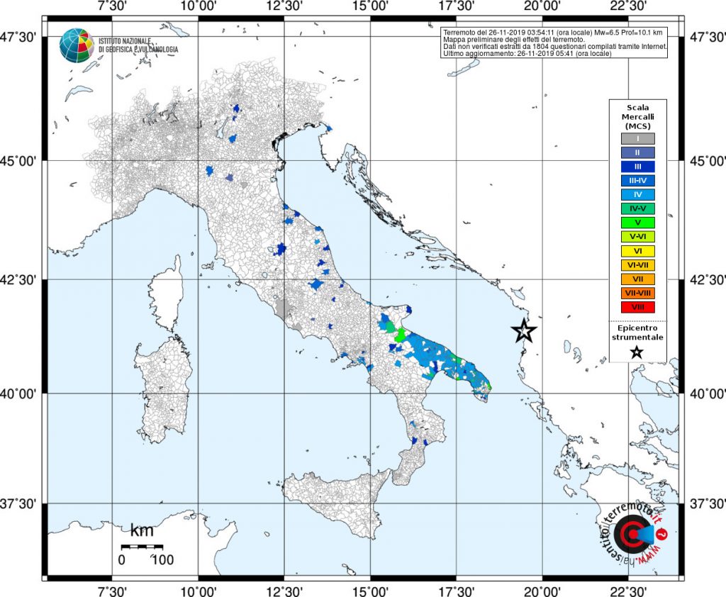 terremoto oggi albania puglia campania basilicata