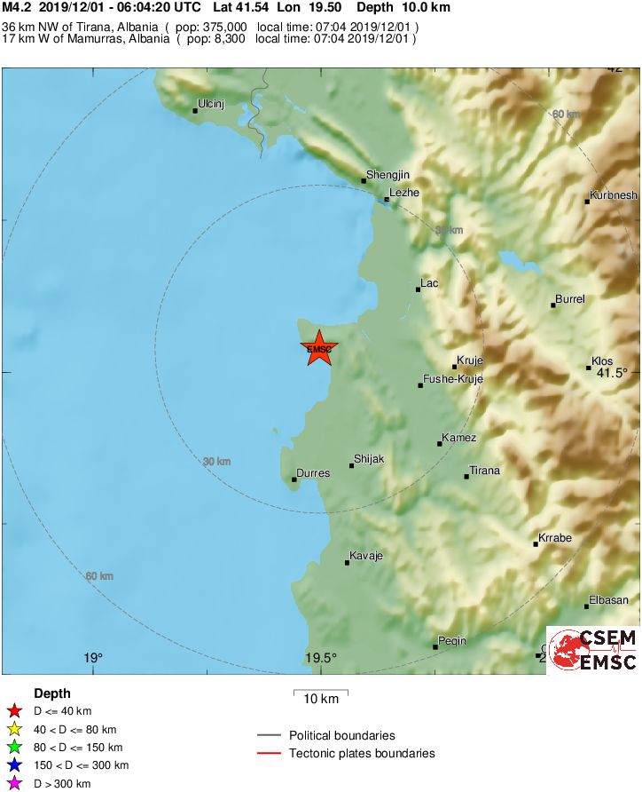 durazzo albania terremoto