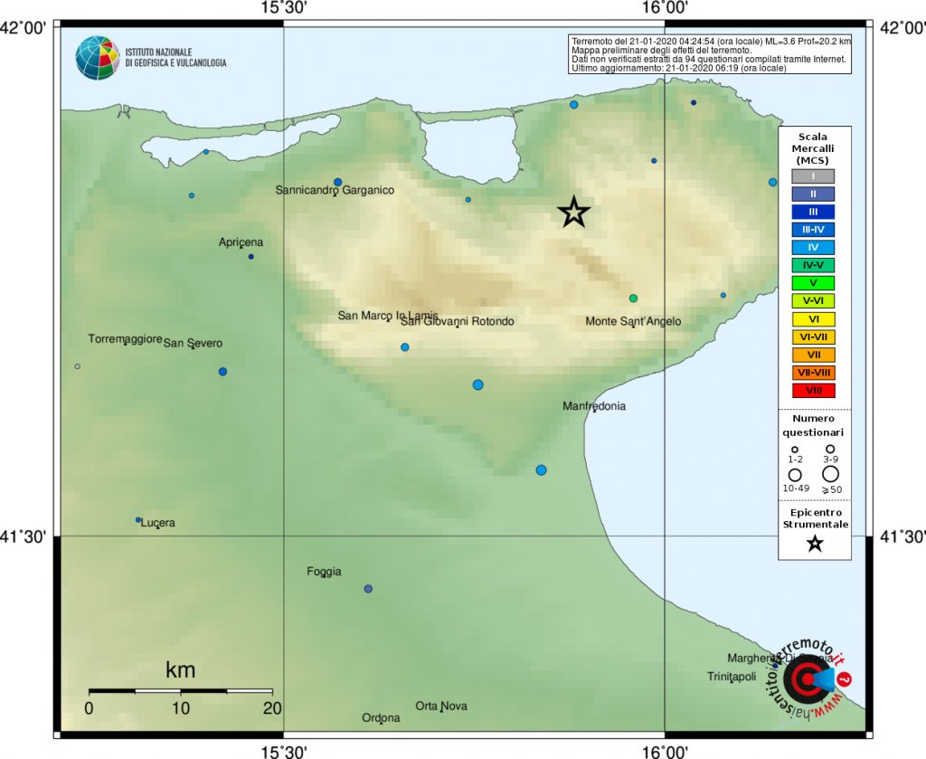 terremoto puglia oggi