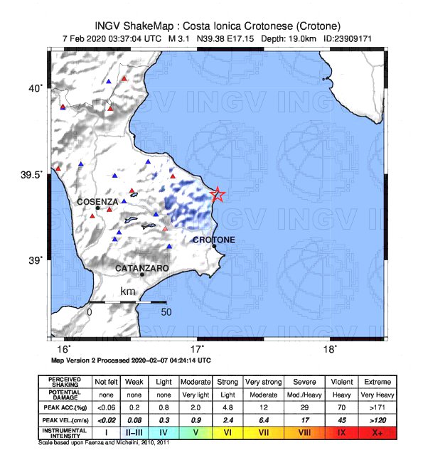 terremoto costa crotone cirò marina