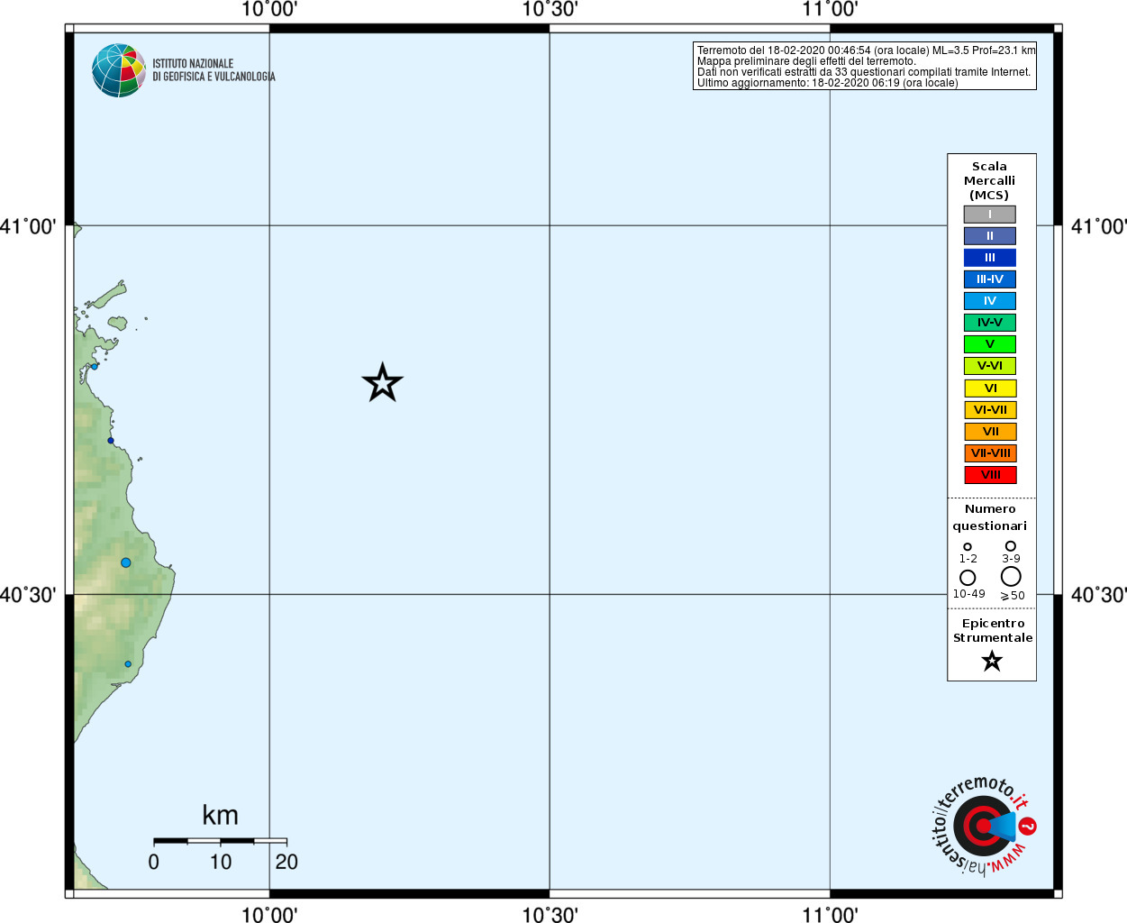 terremoto tirreno olbia sardegna