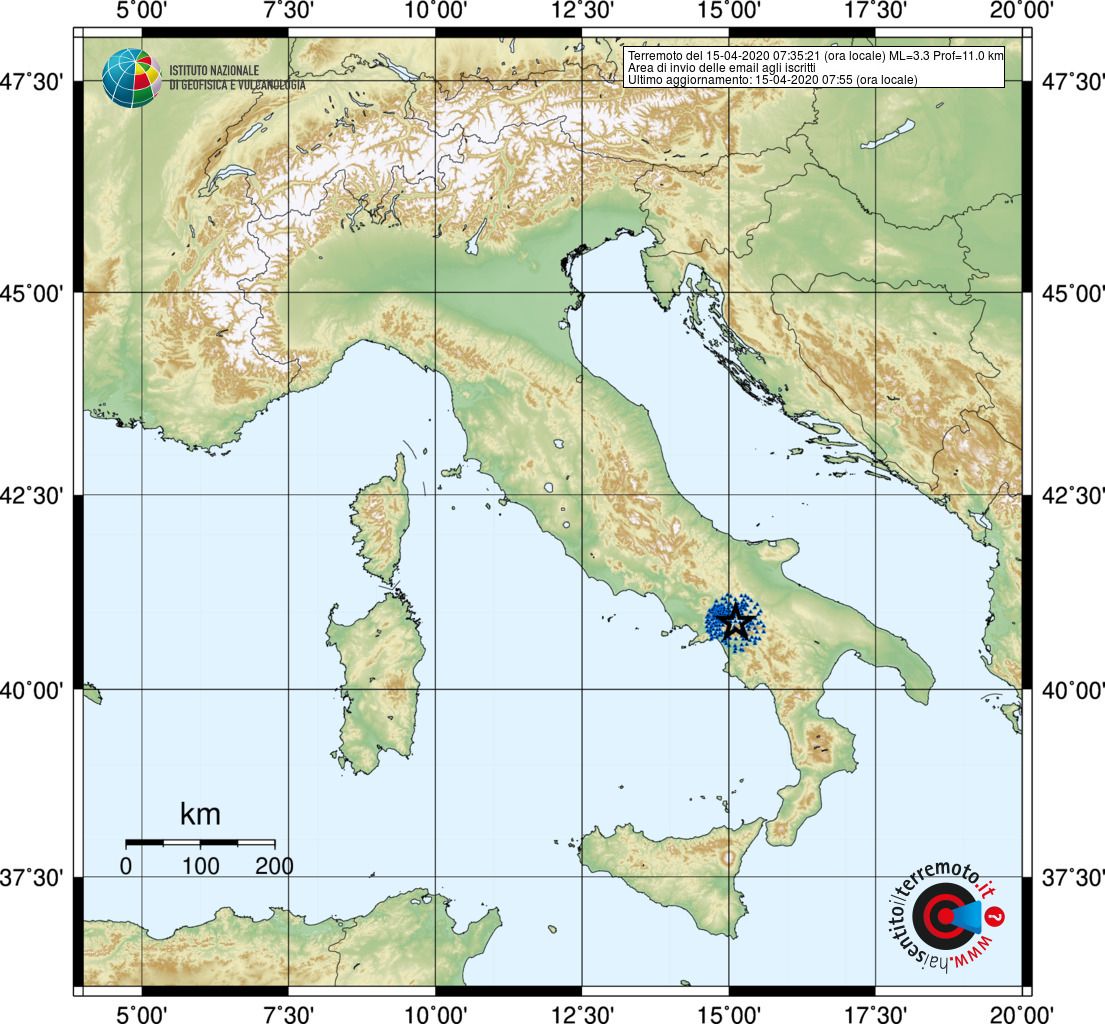 terremoto campania oggi