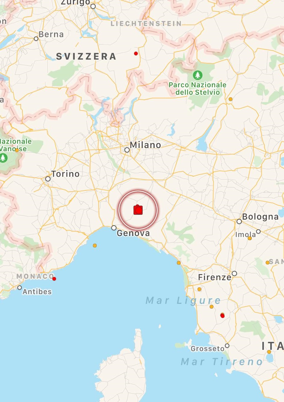 terremoto liguria emilia romagna lombardia