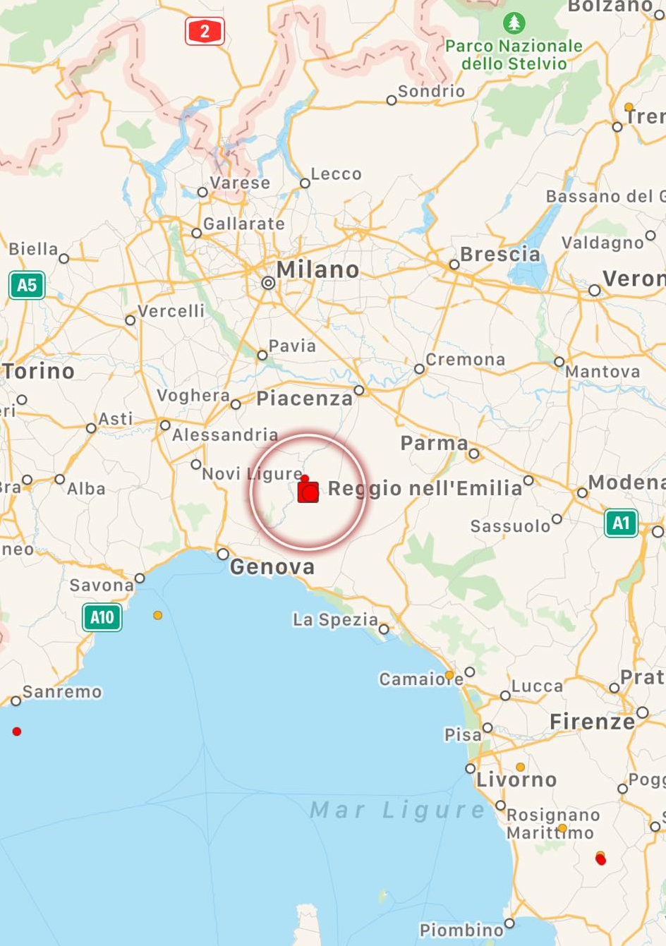 terremoto liguria emilia romagna lombardia