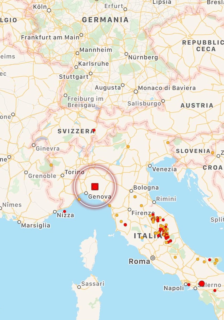 terremoto liguria emilia romagna lombardia