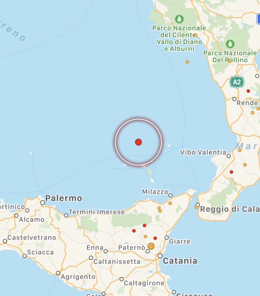 Terremoto Tirreno isole eolie