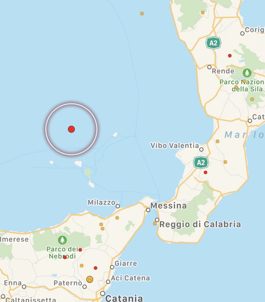 Terremoto Tirreno isole eolie