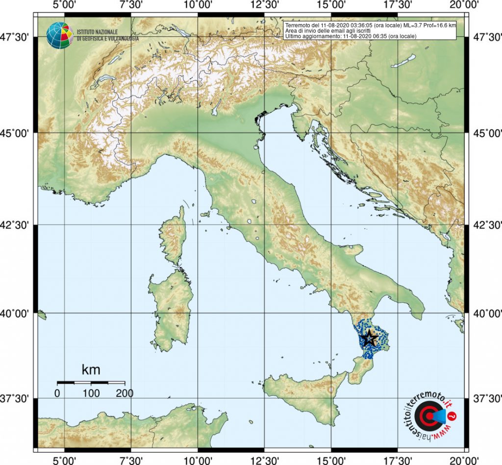 terremoto cosenza calabria oggi