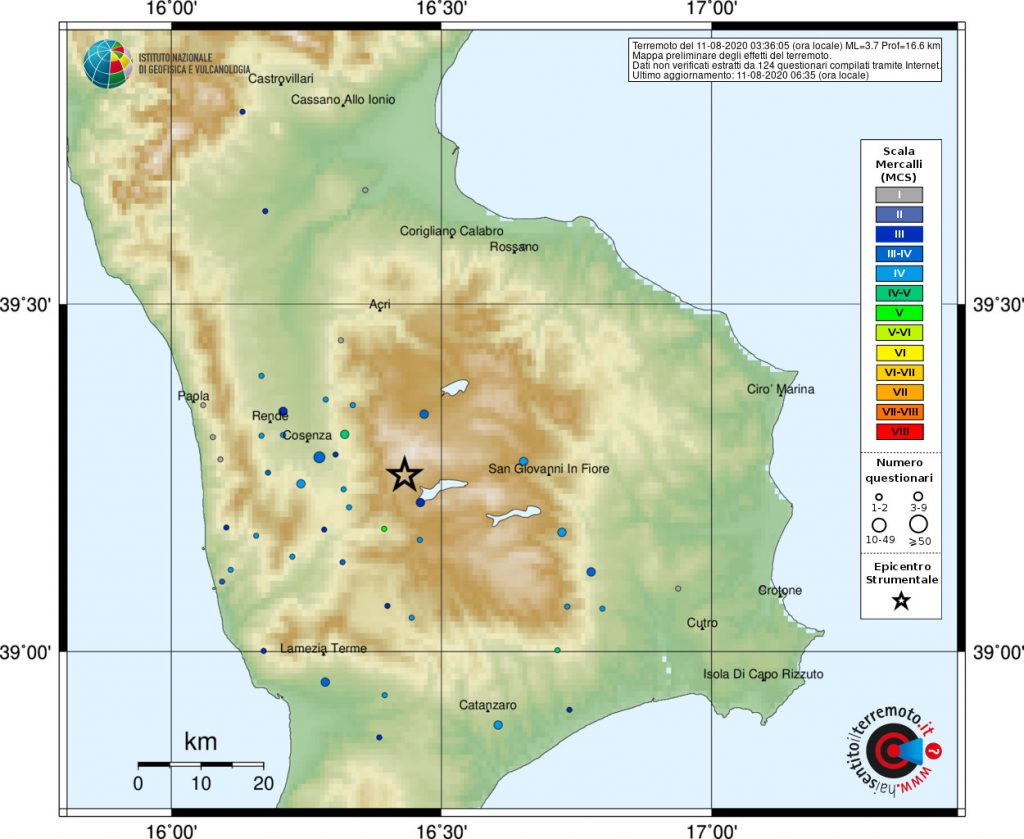 terremoto cosenza calabria oggi