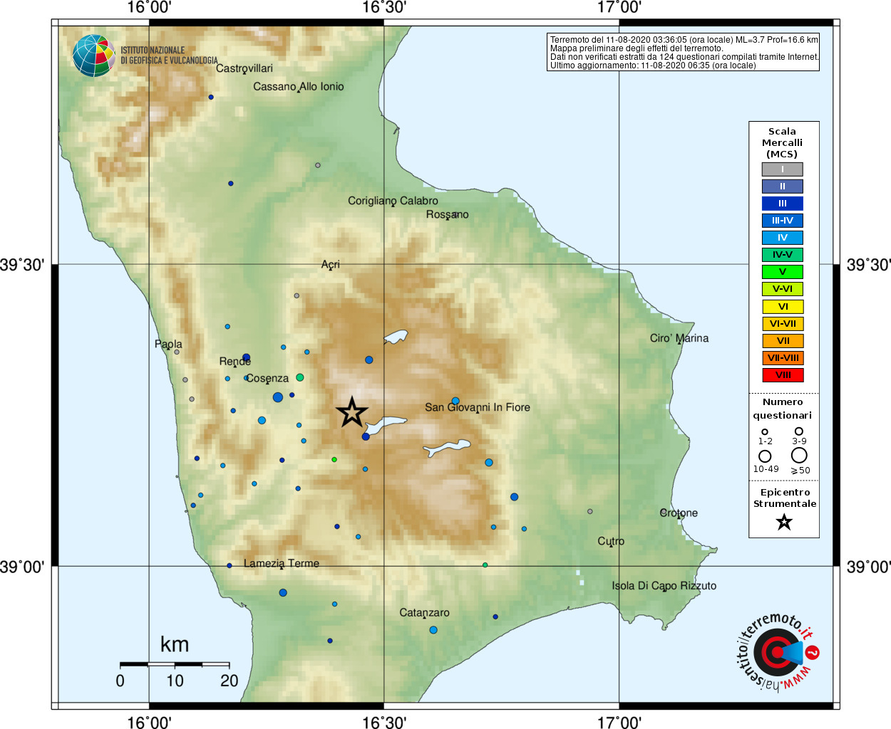 terremoto cosenza calabria oggi