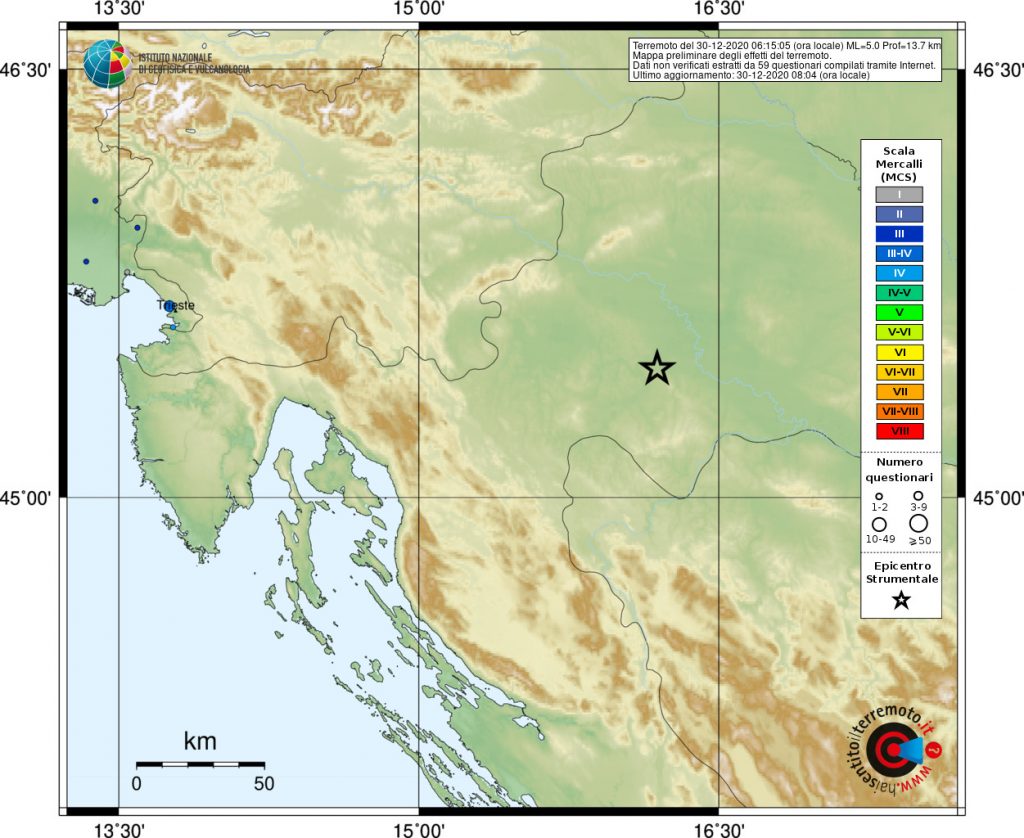 terremoto croazia oggi