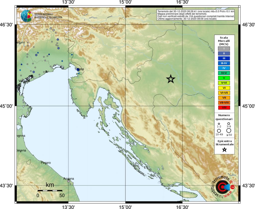 terremoto croazia oggi