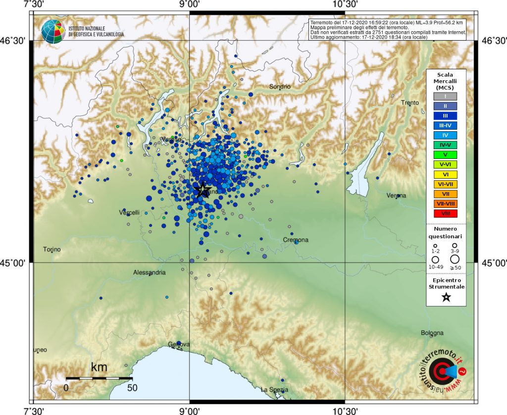 terremoto milano 17 dicembre 2020