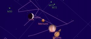 congiunzione luna mercurio giove saturno