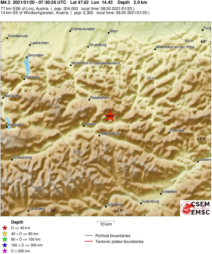 terremoto austria oggi