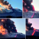 “Rosso di sera” sull’Etna: lo spettacolo della lava al tramonto, l’eruzione raccontata dall’INGV [FOTO]