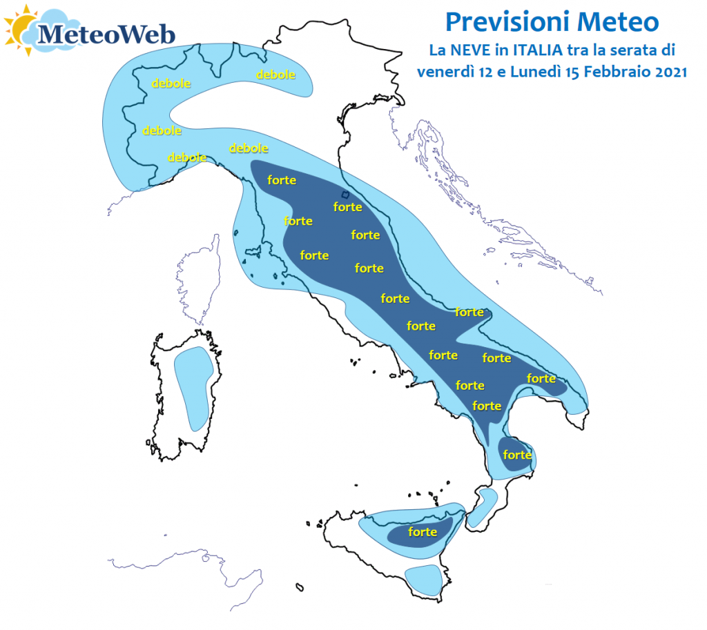 previsioni meteo neve italia 13 14 15 febbraio 2021