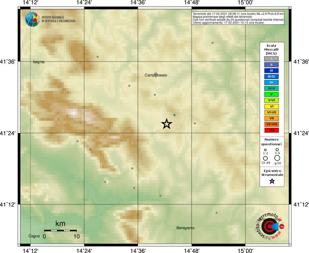 terremoto campobasso oggi