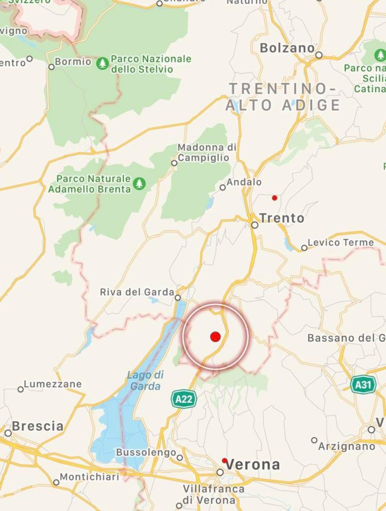 terremoto oggi trentino veneto verona lago di garda